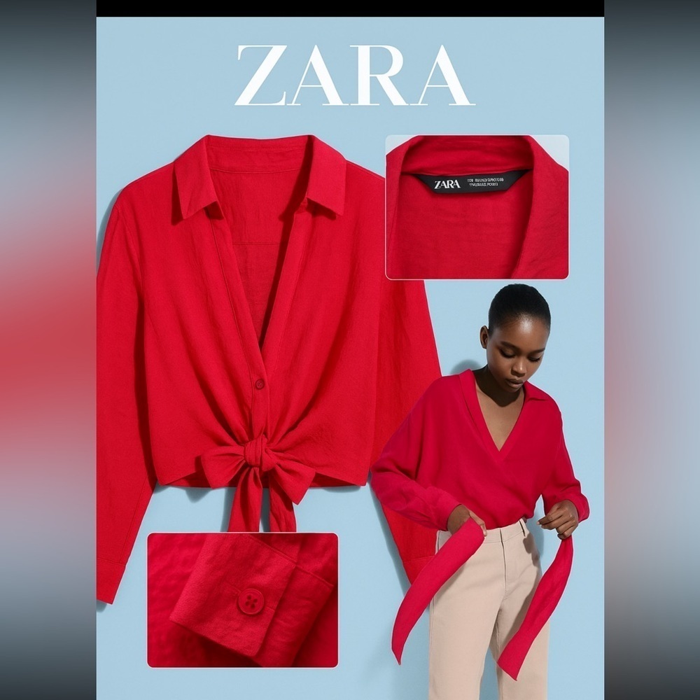 Zara Hot Pink Tie Front Wrap Top Size Small